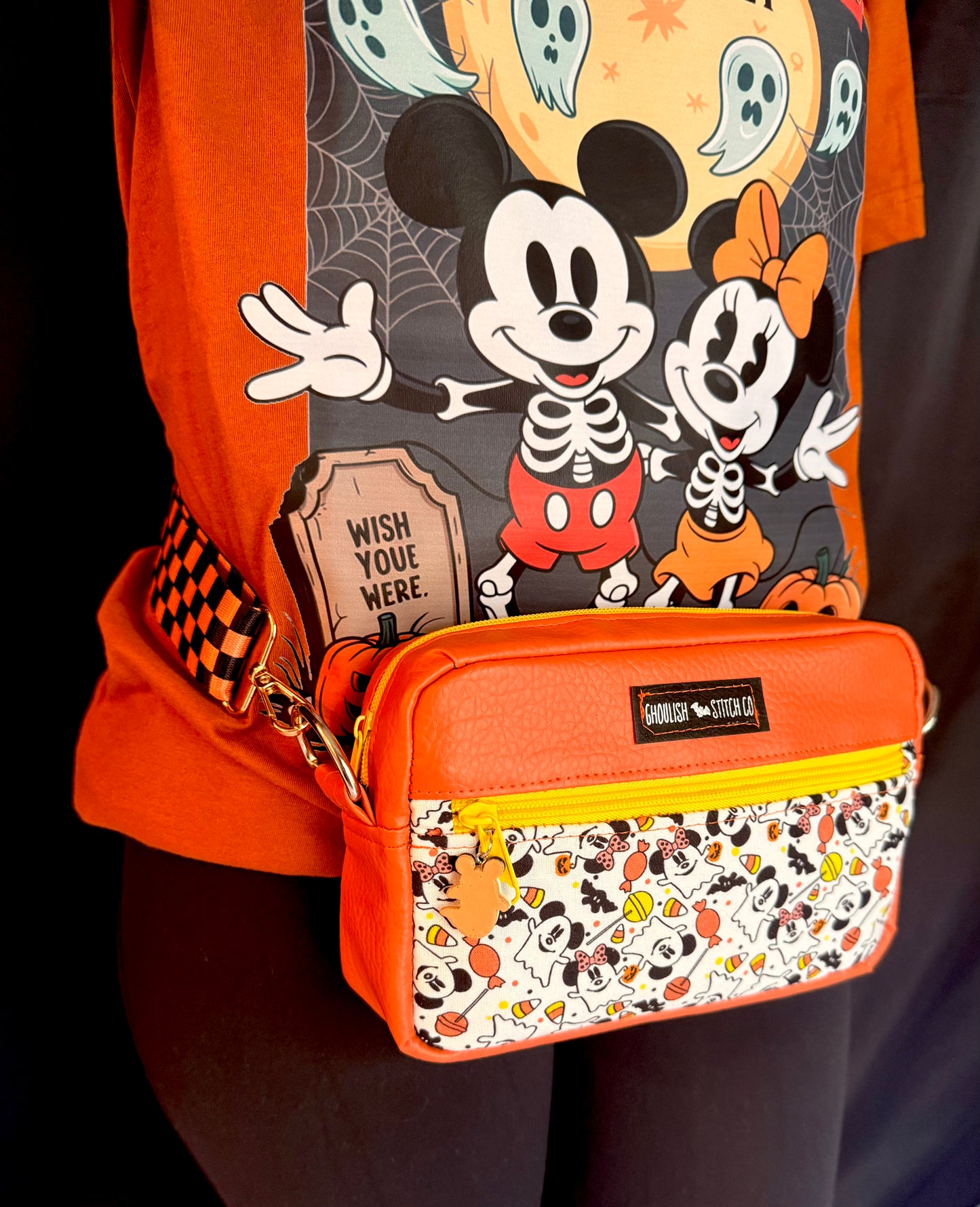 Candy Corn Ghost Mouse Crossbody Bag