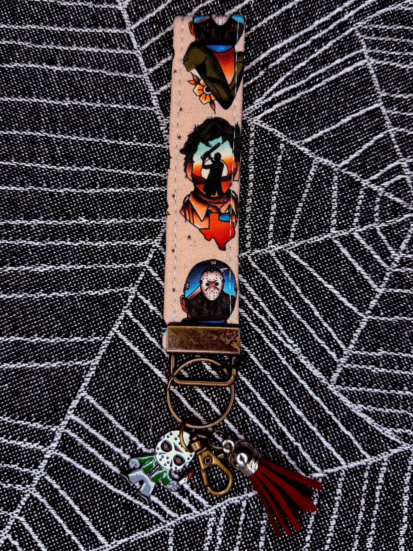 Horror wristlet key fobs