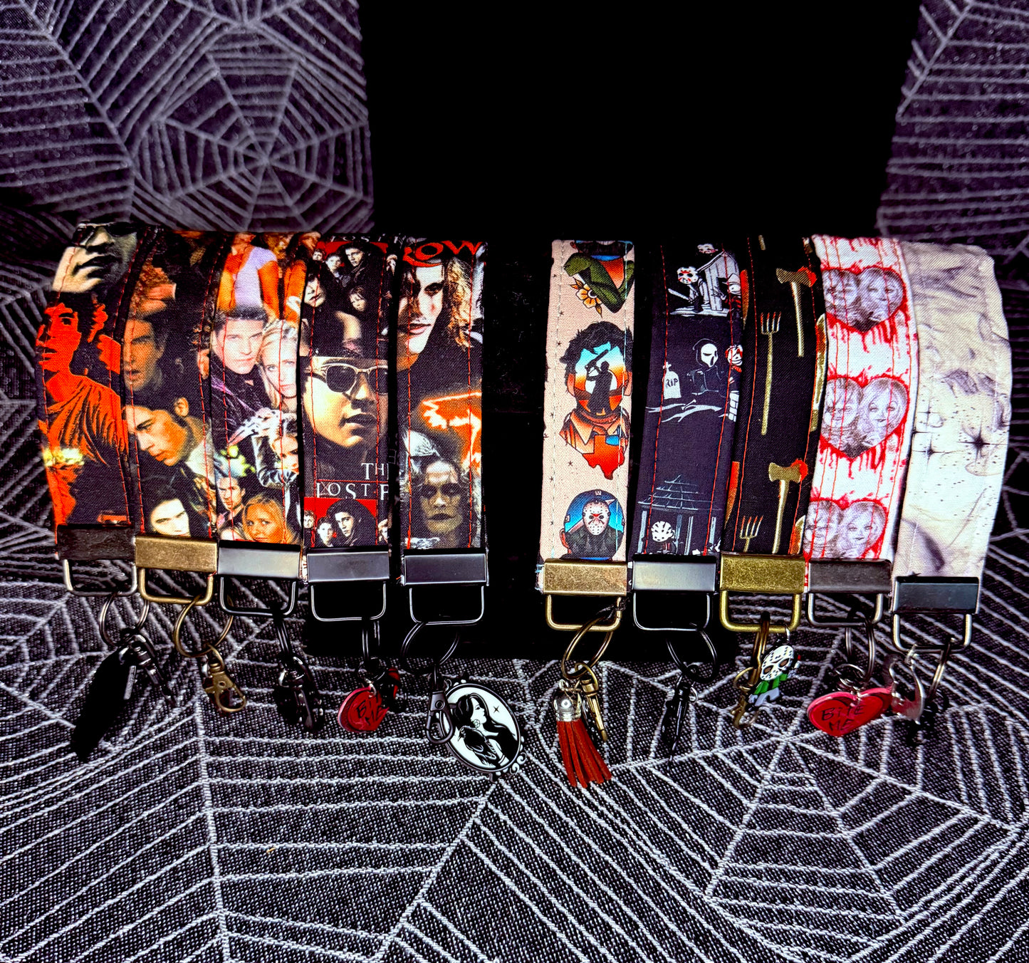 Horror wristlet key fobs