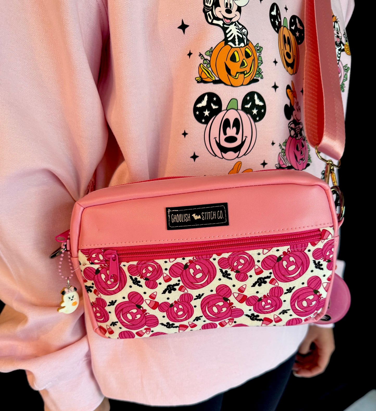 Pink Pumpkin Mouse Crossbody Bag