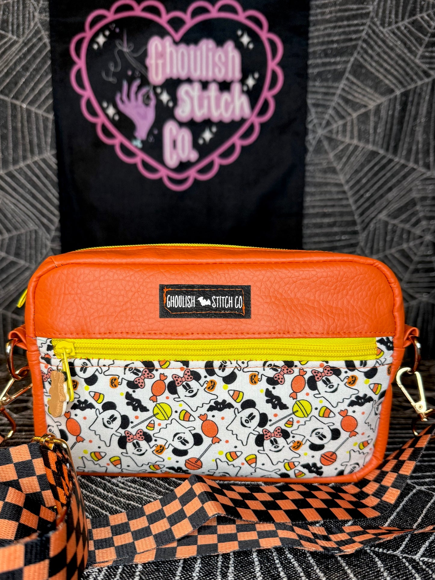 Candy Corn Ghost Mouse Crossbody Bag