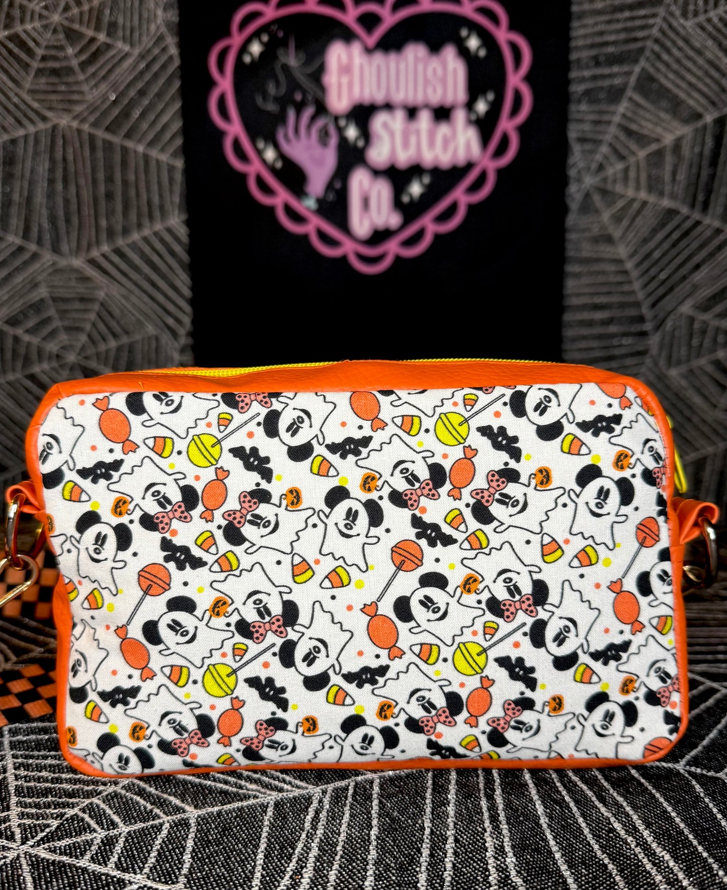 Candy Corn Ghost Mouse Crossbody Bag