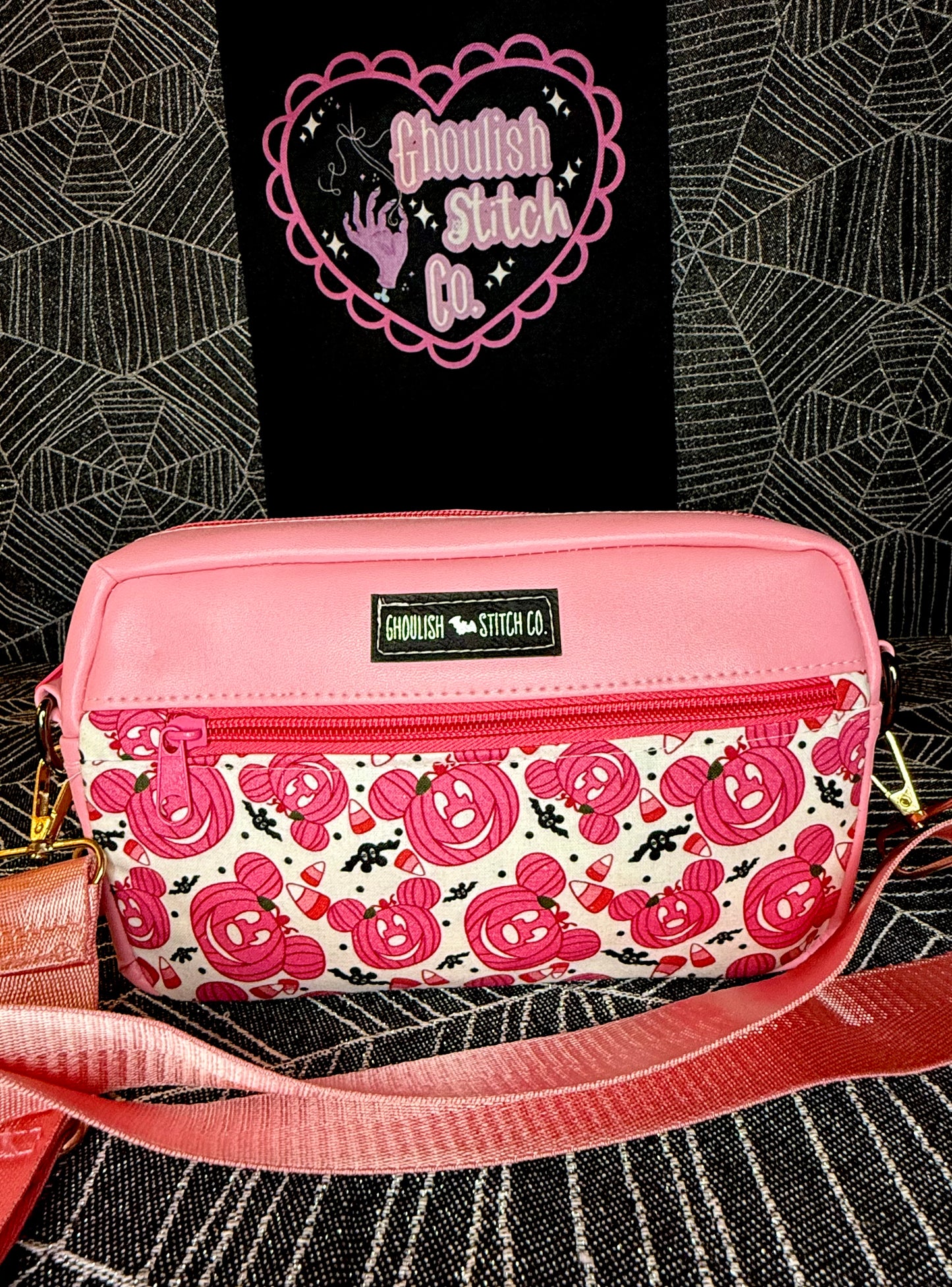 Pink Pumpkin Mouse Crossbody Bag