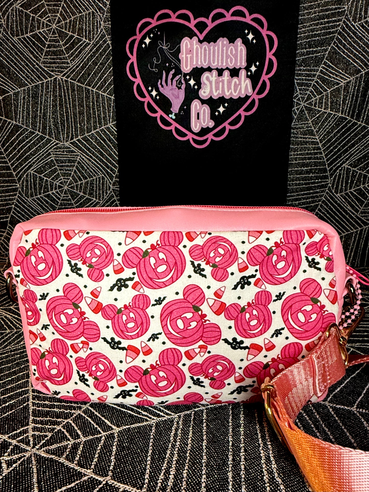 Pink Pumpkin Mouse Crossbody Bag