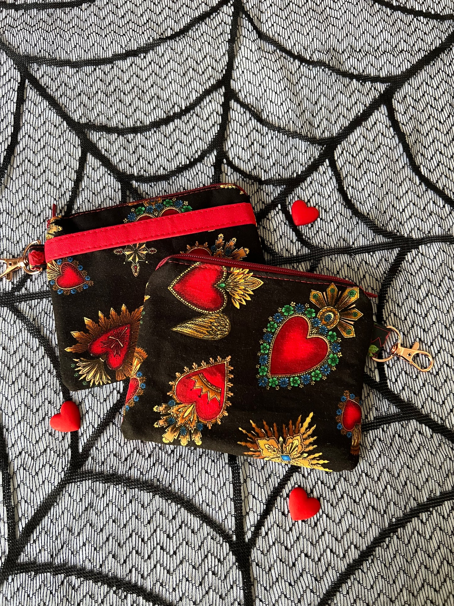 “Sacred Heart” cosmetic bag and coin pouch