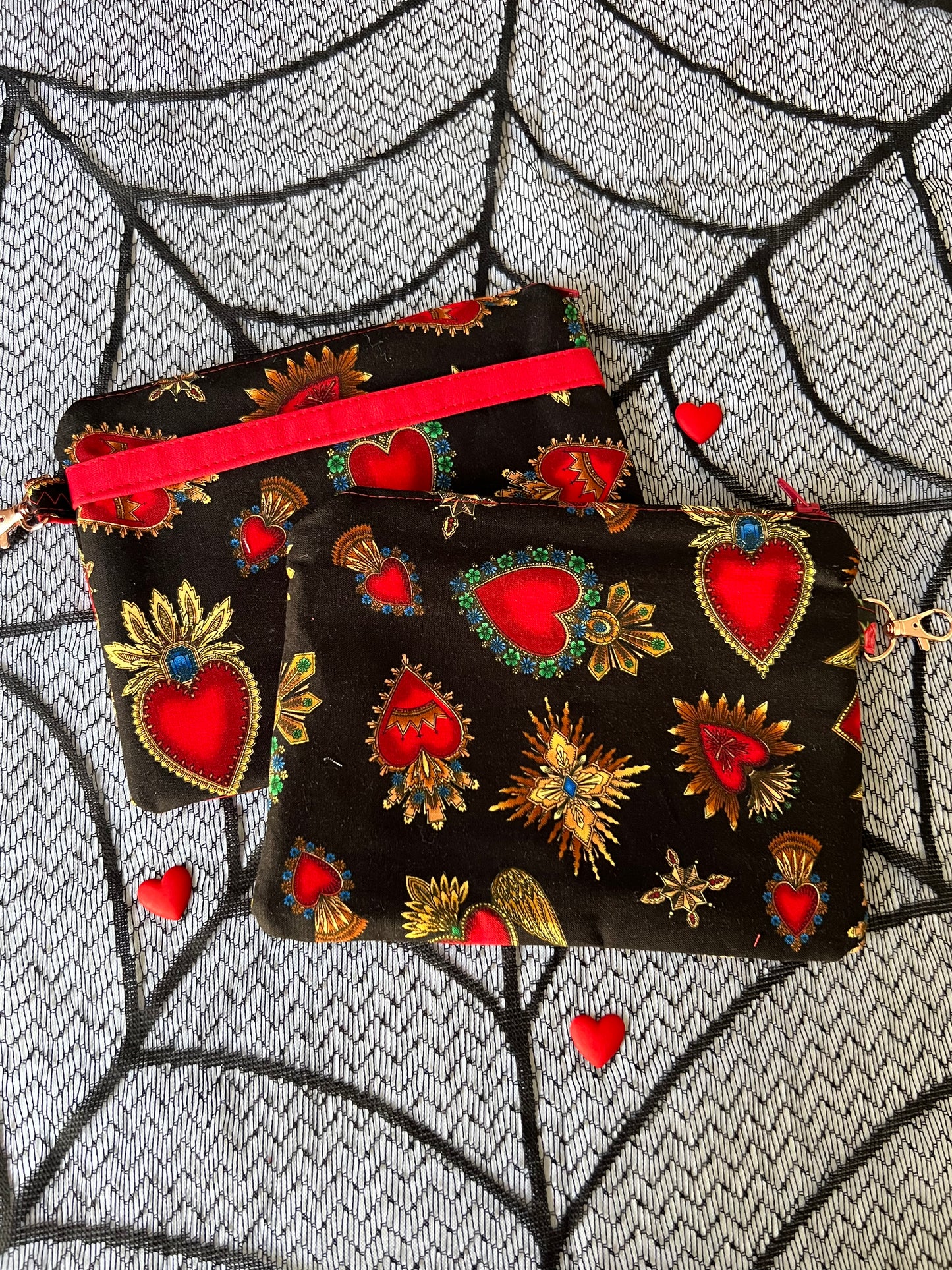 “Sacred Heart” cosmetic bag and coin pouch